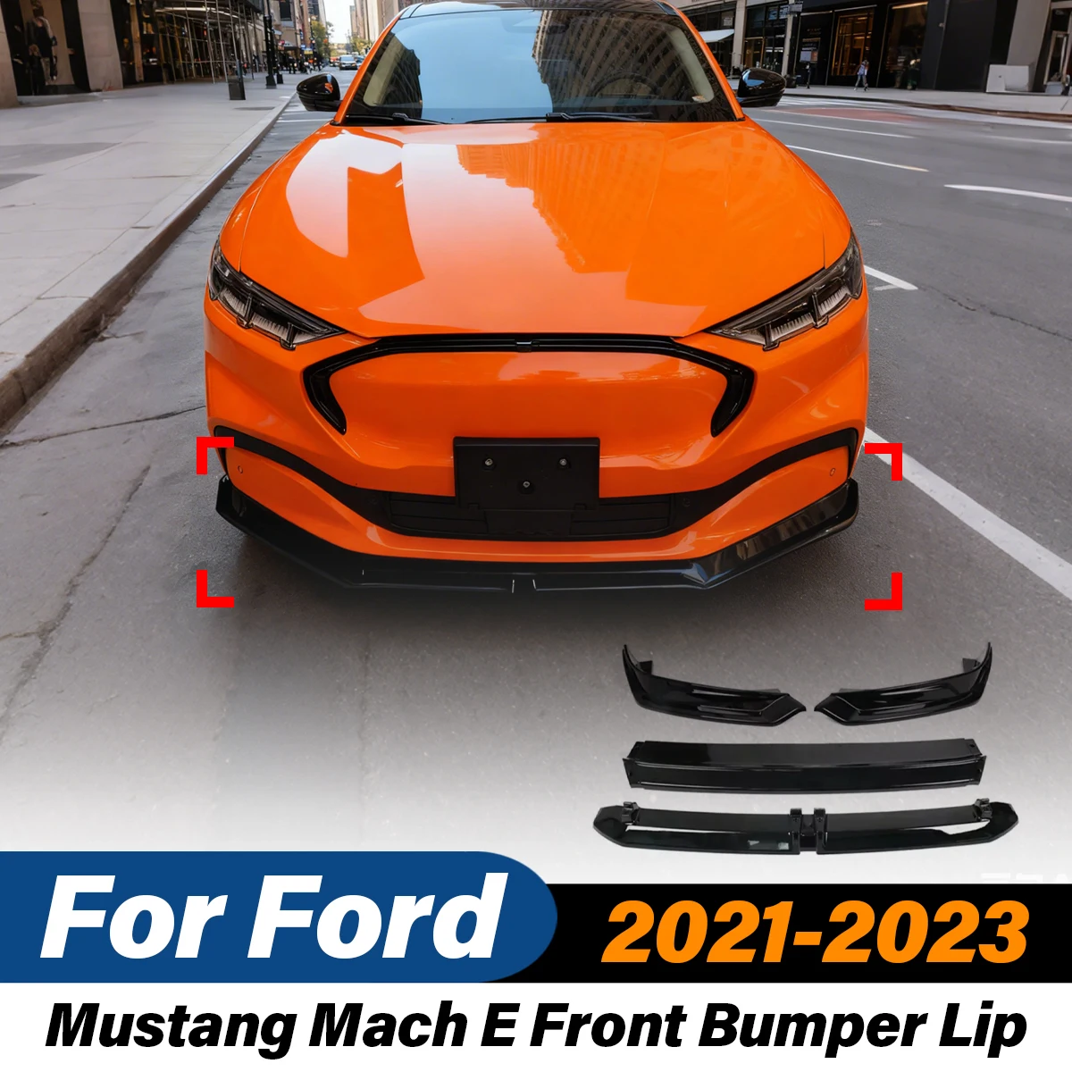 For Ford Mustang Mach E 2021 2022 2023 Automobile Front Bumper Lip Sports Style Spoiler Splitter Diffuser Body Modification Kit