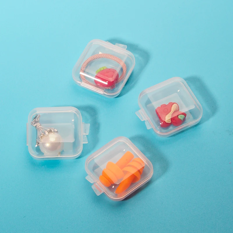 5-50pcs Plastic Storage Box Mini PP Square Box Jewelry Fishhook Component Single-compartment Covered Transparent Storage Box