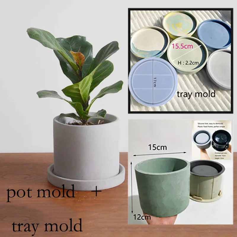 Large Concrete Silicone Flower Pot Mold Rectangular Concrete Planter Molds Various Sizes Round Concrete Molds Planter pot DIY