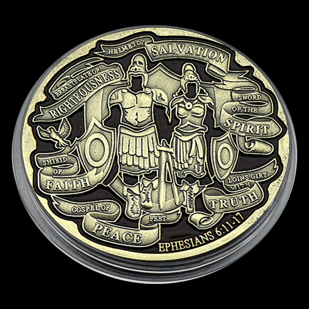 

'Armor of God' From The Christian Bible Retro Relief Commemorative Coin with Plastic Case Fans Collect Gift