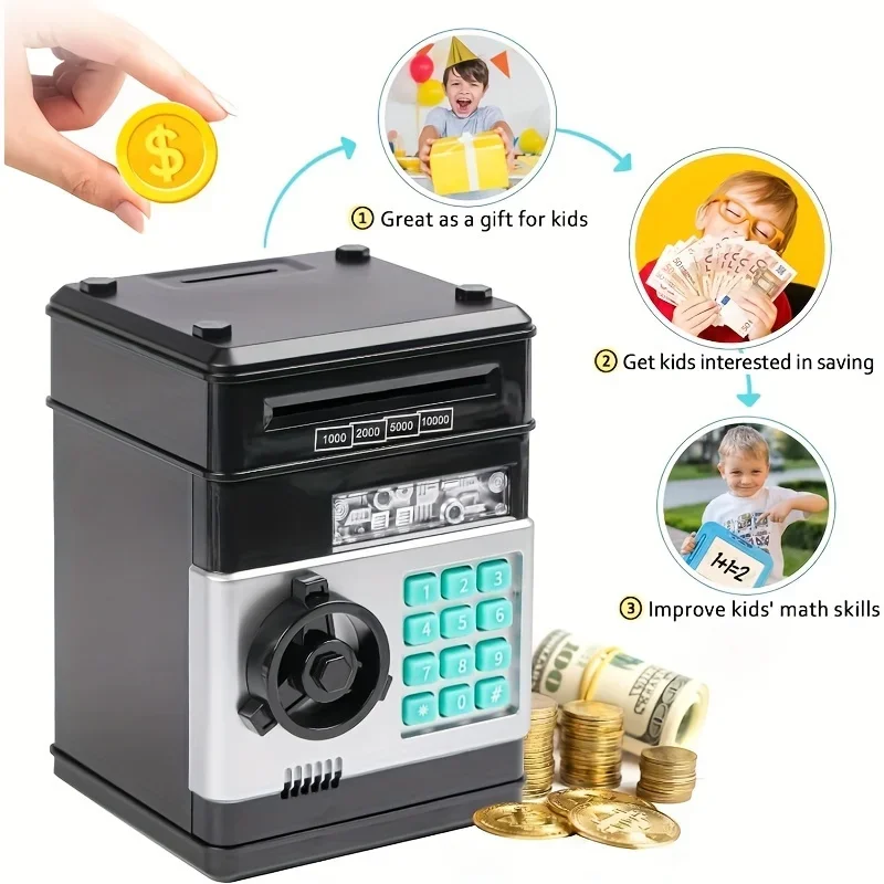 Hucha electrónica con contraseña, caja de seguridad, cajas de dinero para niños, monedas digitales, ahorro de efectivo, depósito seguro, máquina Atm, regalos para niños