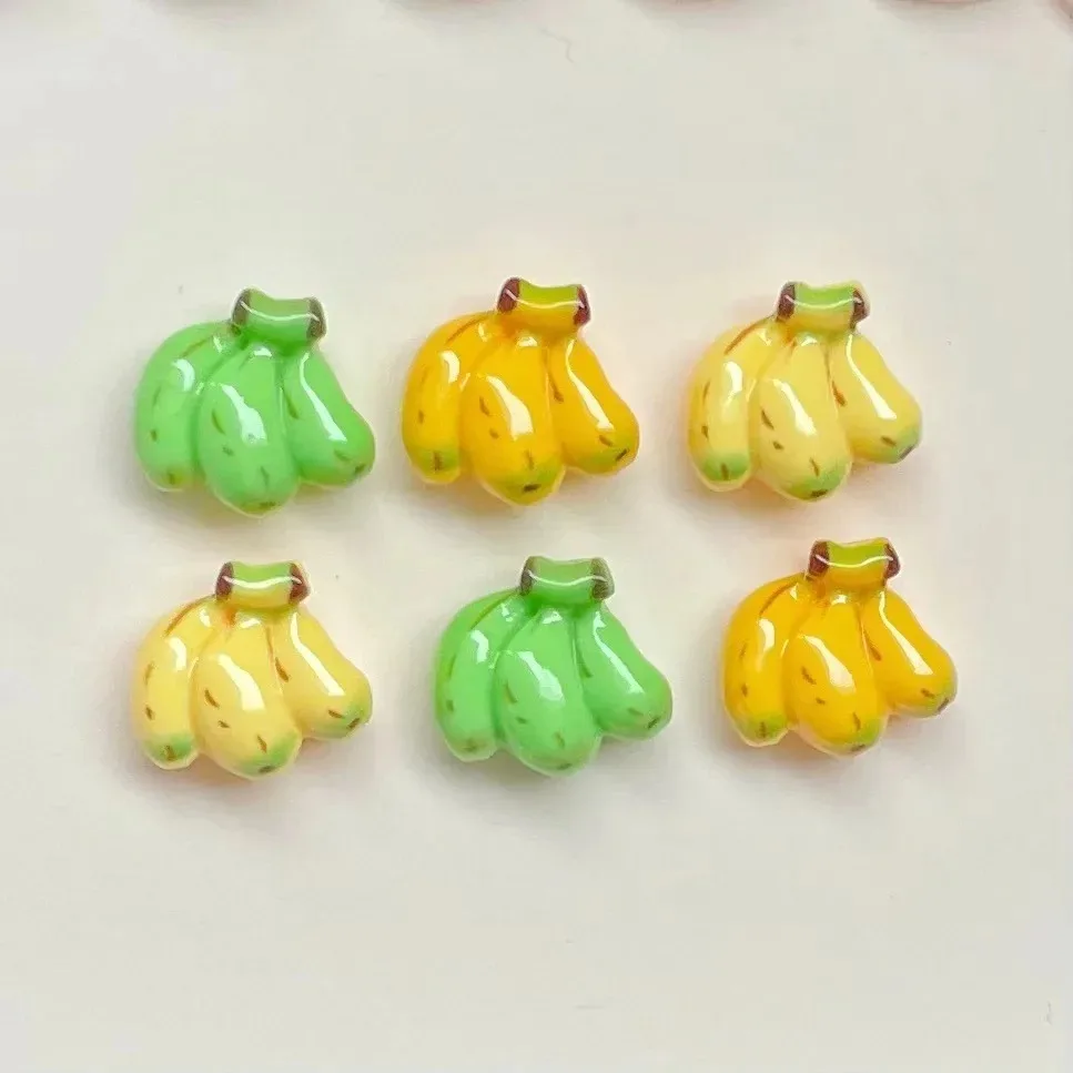 10Pcs Mini Glossy Banana Resin Pendants Realistic Fruit Charms DIY Jewelry & Phone Case Craft Making Supplies
