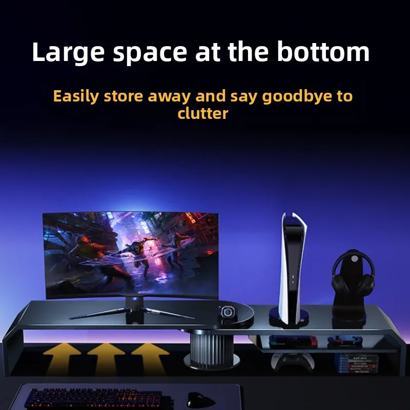 Gaming Dual Monitor Stand Office Screen Riser Support Adjustable Rotating Desktop Organizer for Monitor Laptop Desk Setup Decor