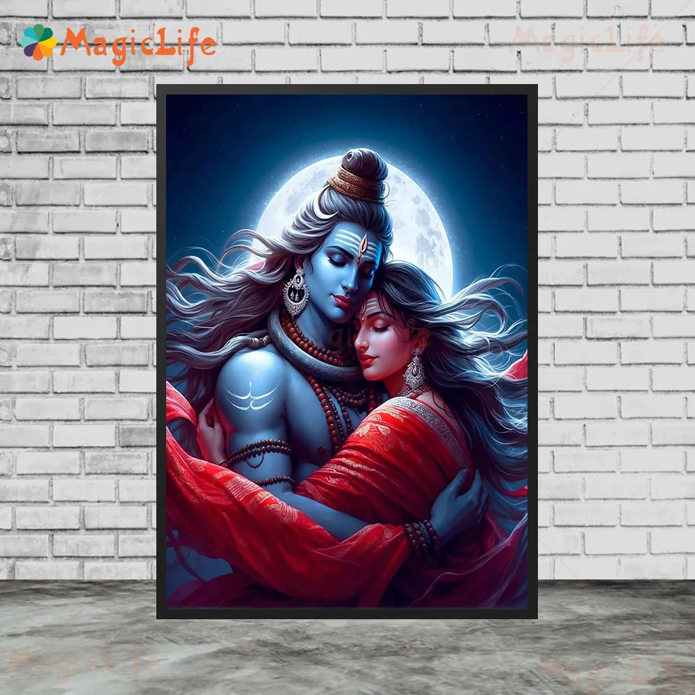 Indian Religion Lord Shiva Parvati Hinduism Posters Wall Pictures For Living Room Poster Wall Art Canvas Painting Unframed