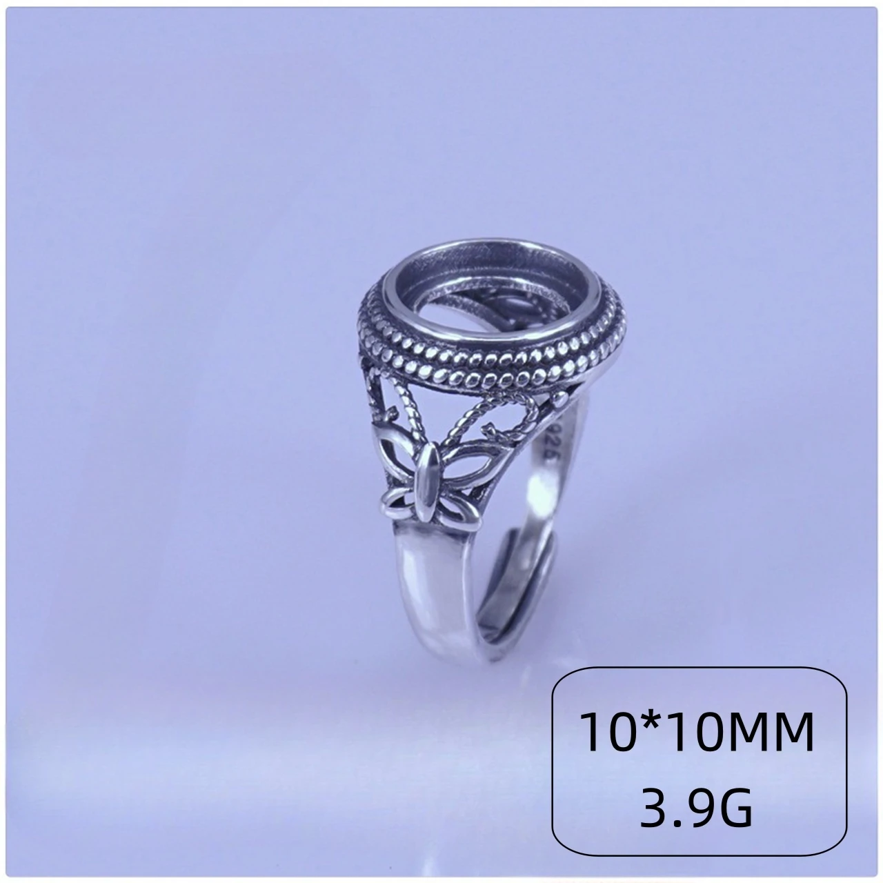 

S925 чистое серебро, круглое кольцо 10*10 мм в стиле ретро с бирюзовым сапфиром, женские и мужские подарки, обручальные ювелирные изделия, оптовая продажа