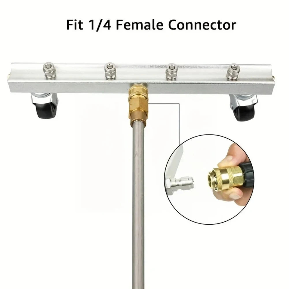 4000PSI High Pressure Stainless Steel Car Chassis Washer With Wheels 4 Holes Spray 1/4 Quick Connector Vehicle Cleaning Tool