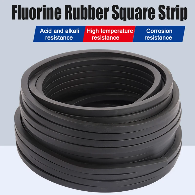 

1M 4/5/6/7/8/10/12/14-30mm Black Solid Fluorine Rubber Square Sealing Strip Rubber Strip High Temperature Corrosion Resistance