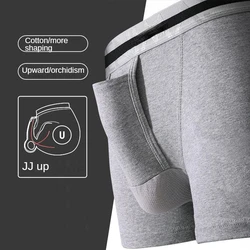 Men's Underwear Cotton Boxer Shorts Bullet Separation Varicocele Scrotum Pocket Four Corners Testicle-raising Sexy Briefs