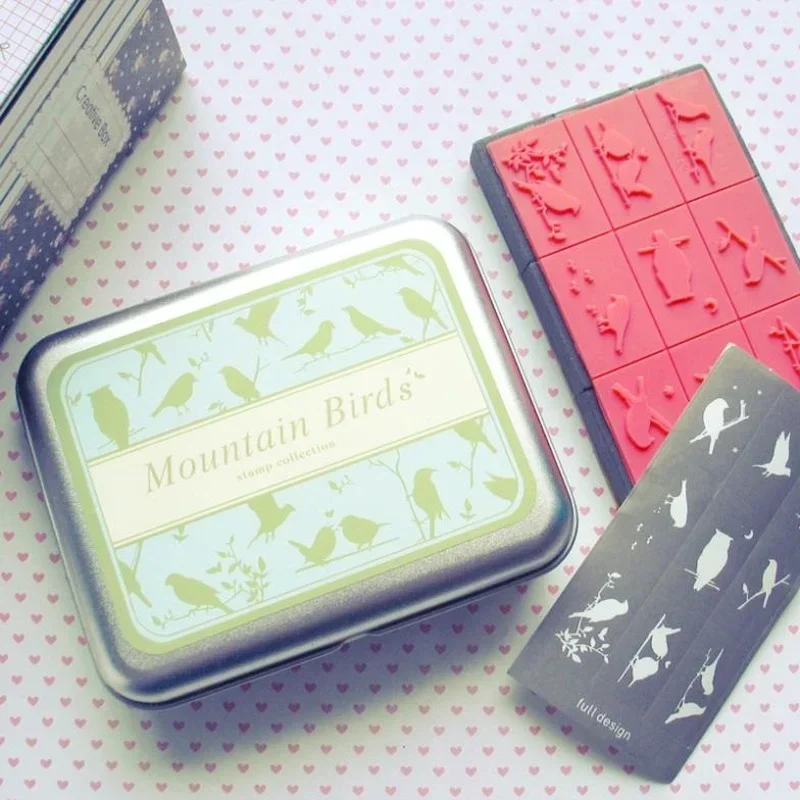 DIY Album Tin Box, Lovely Rubber Stamps, Bird Kid Jewelry, Fairy Ballerina, Animal Cat, Circouse Stamp Gift, Toy Craft Supplies