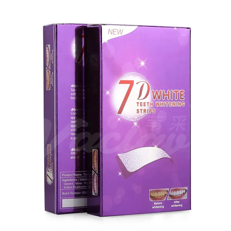 7Pairs 7D Purple Teeth Strips - Daily Use & Travel Teeth Cleaning & Brightening Patches, Gentle On Sensitive Gums