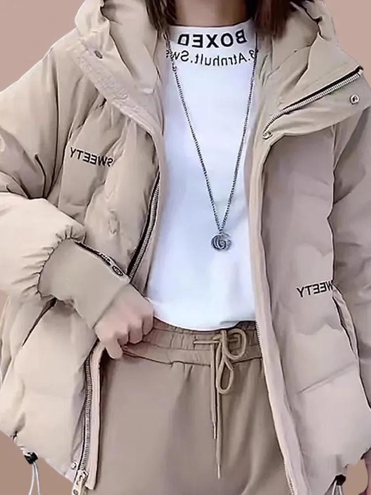 

Женская утепленная хлопковая куртка свободного кроя, новая модель, теплая и уютная, на осень-зиму, маленький размер, модная, для повседневной носки