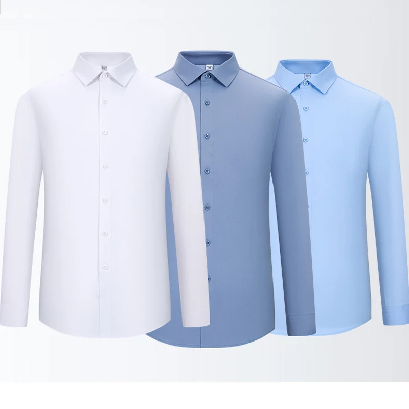 Shirt men's long sleeved bamboo fiber business non ironing men's waterproof, oil proof, and stain resistant men's shirt