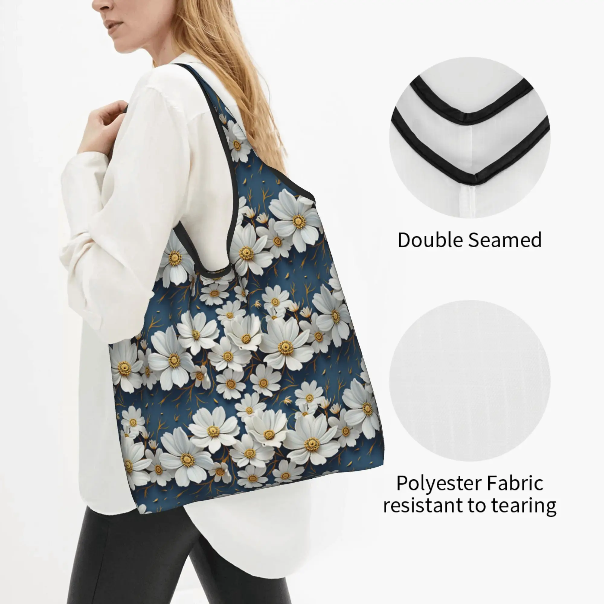Fashion Trend 3D Flowers Groceries Tote Shopping Bags Women Fashion Luxury High 3D Floral Shoulder Shopper Bags  Handbags
