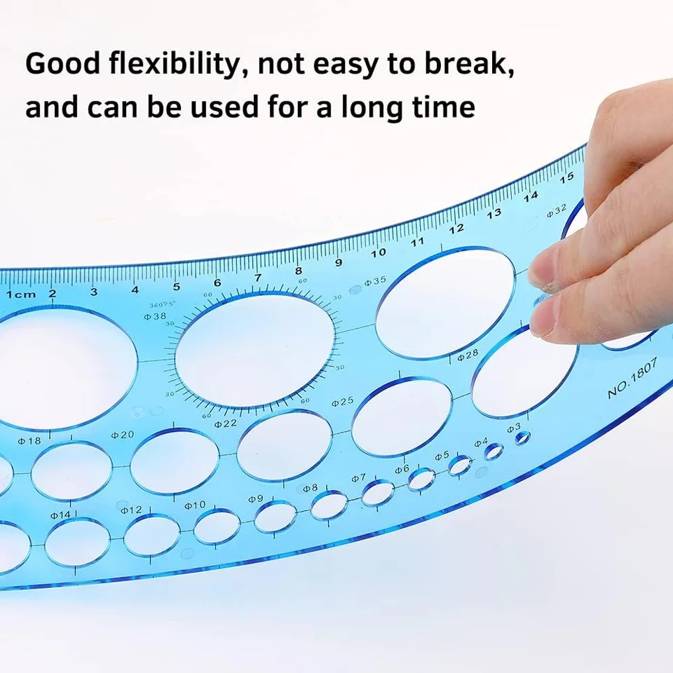 مجموعة أدوات صياغة استنسل دائرية مكونة من 4 قطع من Zxiixz قوالب قياس رقمية مساطر للمكتب والمدرسة والبناء والأعمال النسيجية والرسومات