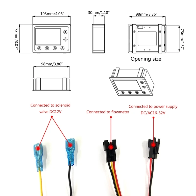 Imagem -06 - Display Digital de Controle Água Hall Efeito Sensor Fluxo Medidor Fluxo Indicador Sensor 652f