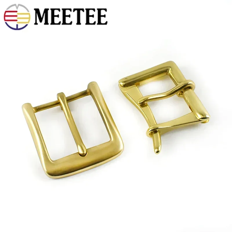 Meetee 1Pc 40mm Wide Belt Buckle Pure Brass Pin Buckles Repair Accessories Men\'s Band Head for 36-38mm Tape DIY Leather Craft