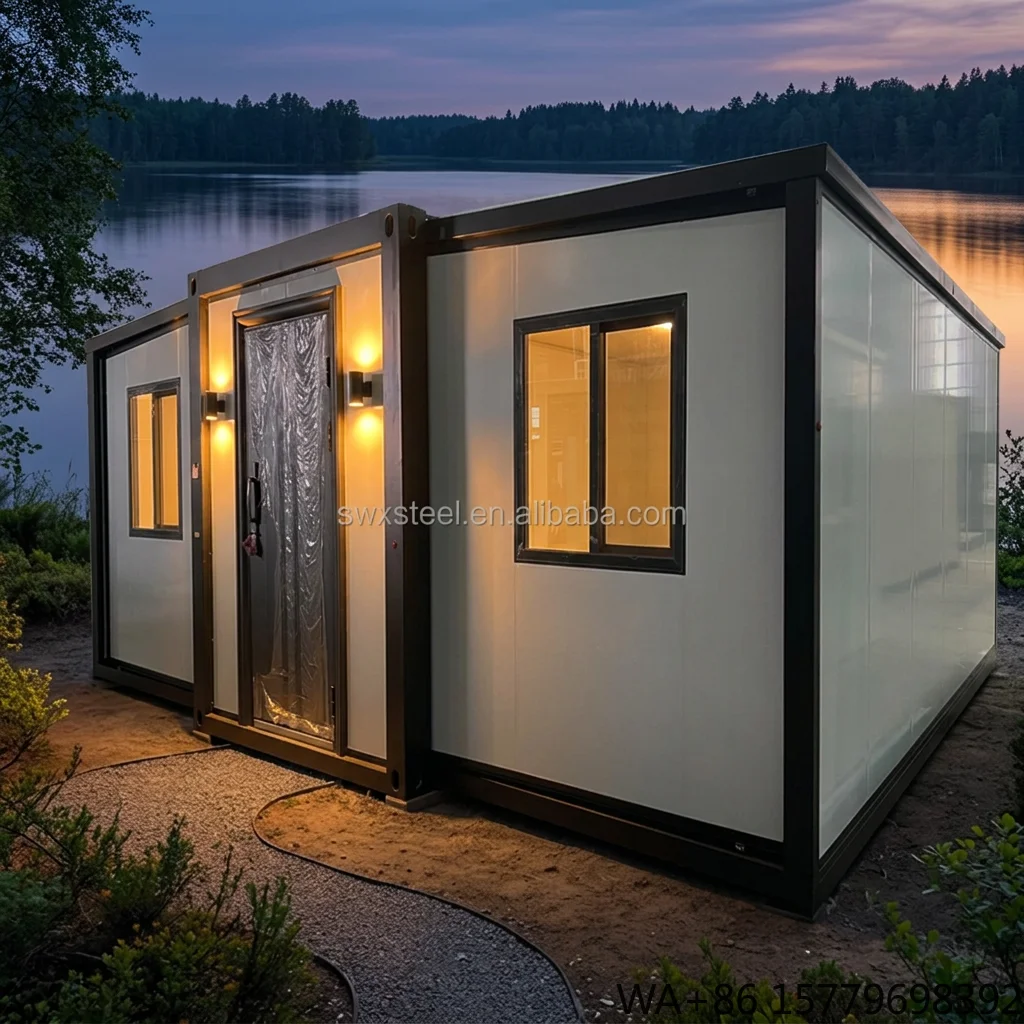 Customizable 20ft 40ft Steel Folding Container House Complete Bathroom Kitchen Double Wing Expansion for Hotel
