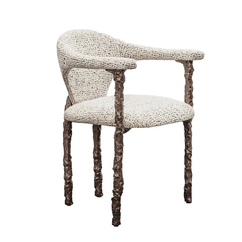 DSA light luxury high-end creative villa luxury home pure copper fabric armrest retro back chair