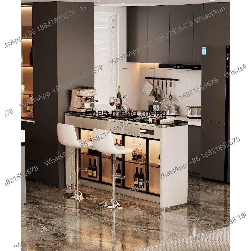 

M46 Light luxury bar counter, long table, living room, coffee table, wall partition, supercrystalline stone island dining bar