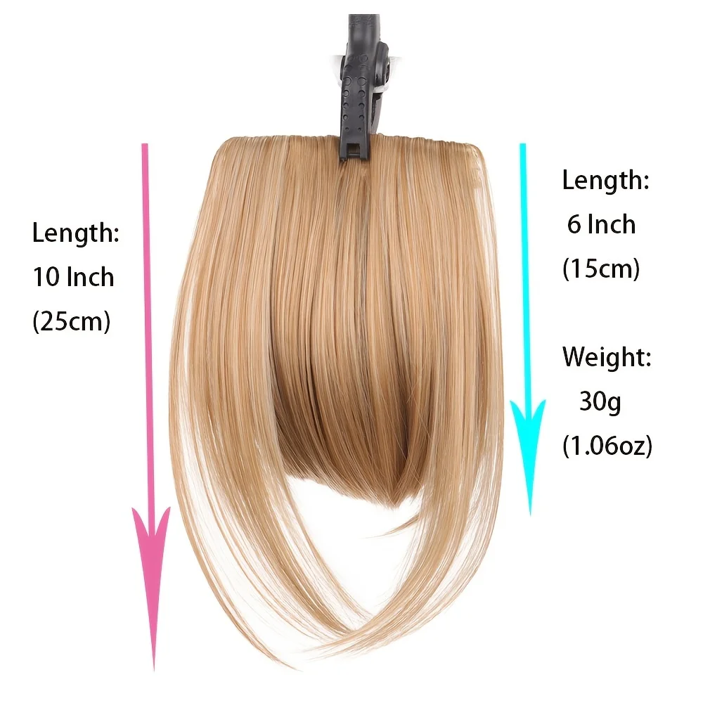 Allaosify Clip on Bangs Black Fringe Hair Extensions Synthetic Fake Blunt Hair Bangs 2Clips In Hair Extension Neat Front Fake