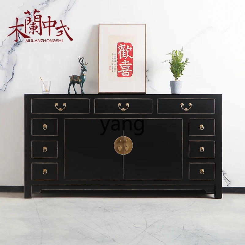 

YHM new Chinese retro solid wood foyer partition shoes TV cabinet