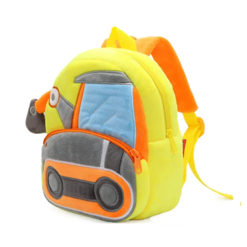 Cartoon 3D Excavator Tractor 2-4 Years Toddler Backpack Engineering Vehicles Backpack Children Kindergarten Schoolbag Baby