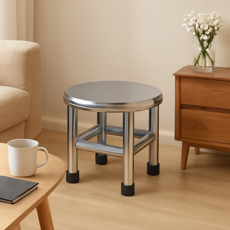 

Elderly Safe 304 Stainless Steel Bath Stool Anti Slip Thickened Round Bench Heavy Duty Shower Seat Shoe Changing Chair
