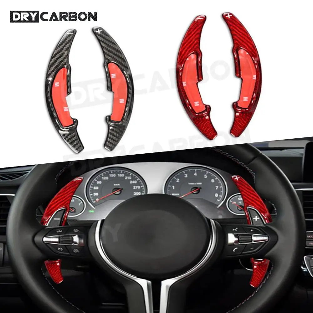 2Pcs Carbon Fiber Car Steering Wheel Shift Paddle Shifters Extension Decorations for BMW M2 M3 M4 M5 M6 X5M X6M Car Styling