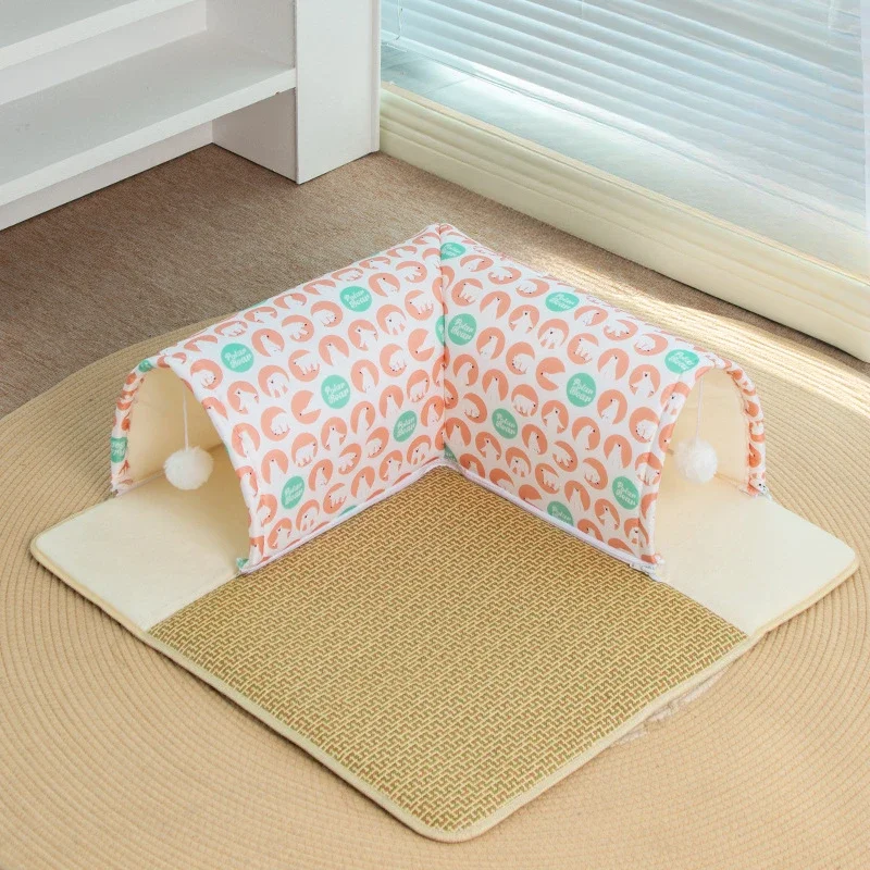 Summer Cat Nest Vine Weaving Cool Mat Tunnel Removable and Washable Cat Bed Four Seasons Universal Pet Cat House Pet Bed