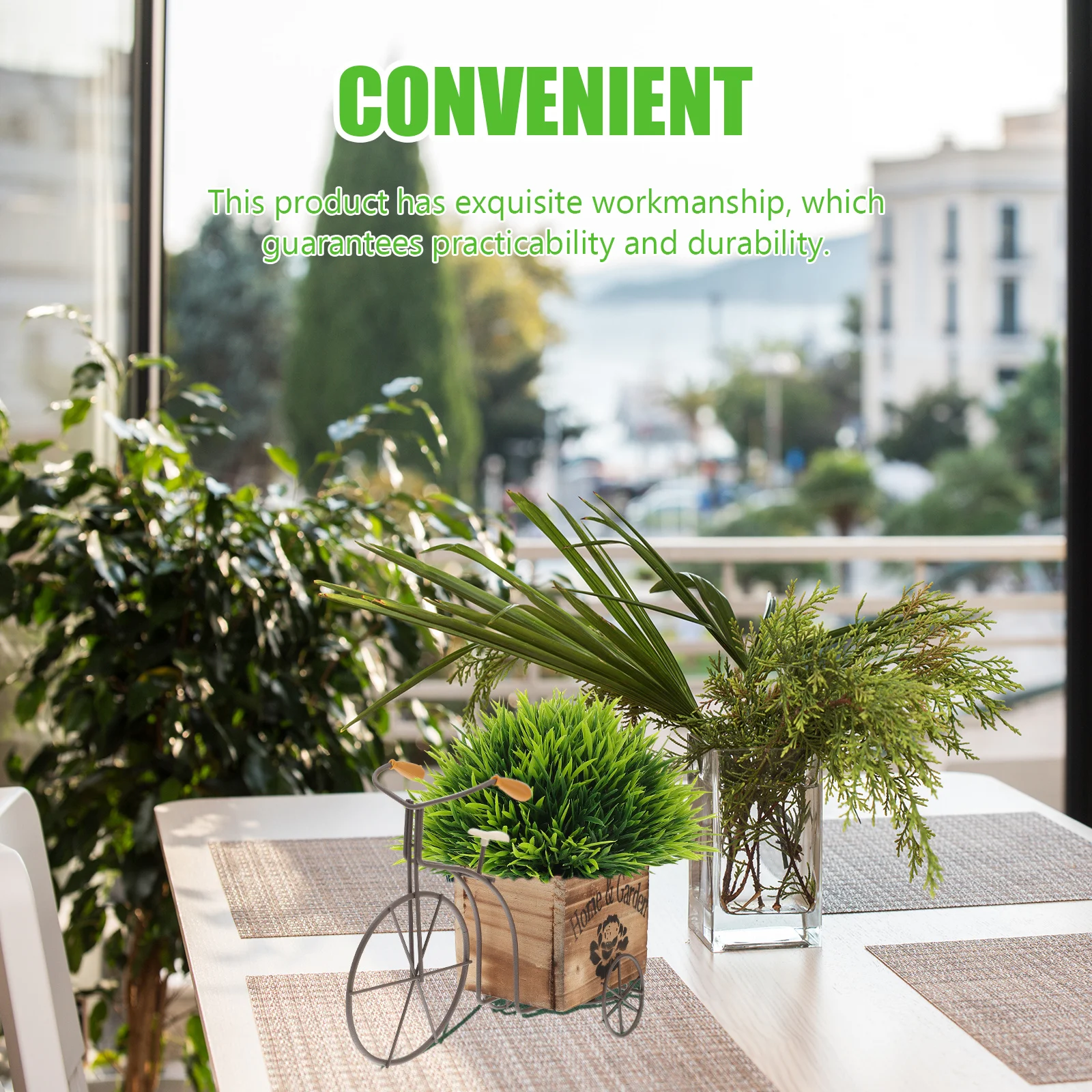 

Wooden Bike Ornament: Wood Flower Planter Box For Home Office Decor Natural Garden Centerpiece Decoration Floral Vase Craft