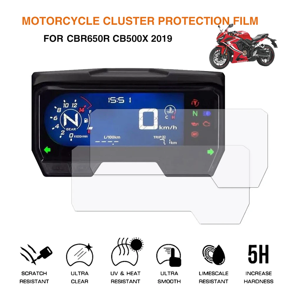 Película protectora de pantalla para salpicadero de motocicleta, Protector antiarañazos de TPU para CBR650R / CB650R / CBR500R / CB500F/X 2019