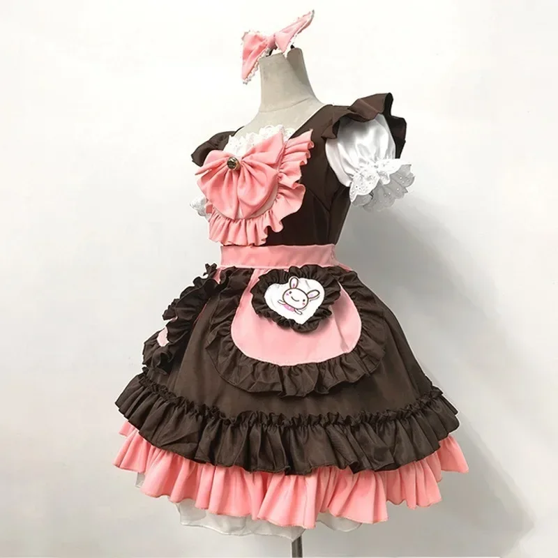 Frauen kawaii Dienst mädchen Uniform Cosplay Kostüme, Spitze Dekor niedlichen Frauen Dienst mädchen Outfit Anime Hausmädchen Cosplay Lolita Kleider Cos Stoff