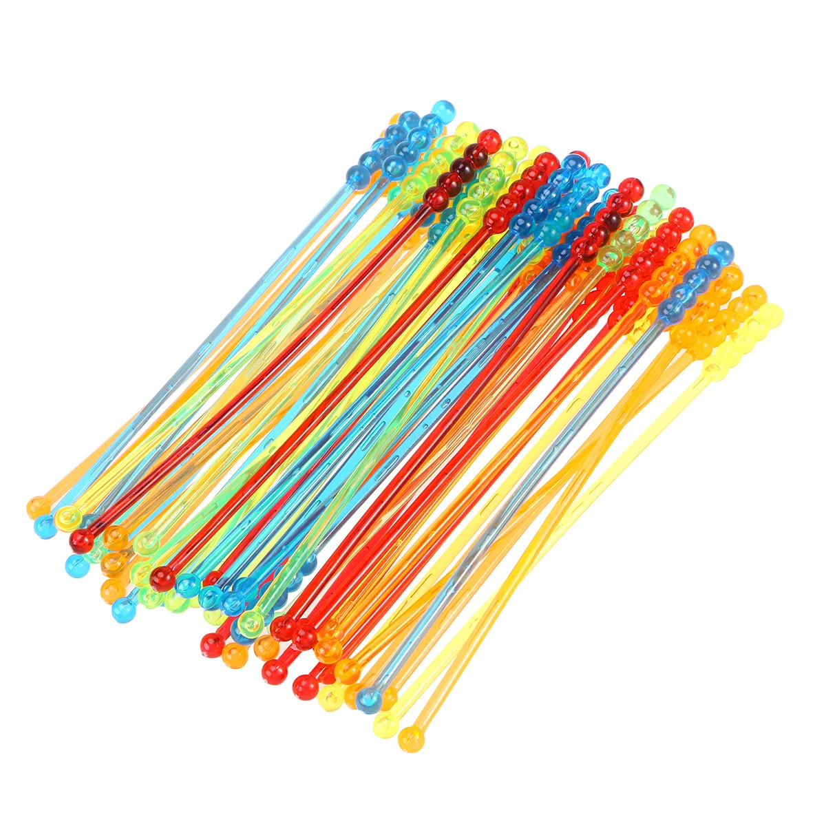 Acrylic Colorful Translucent Round Beads Swizzle Sticks Resuable Beverage Coffee Stirrerss for Coffee Juice (Random Color)