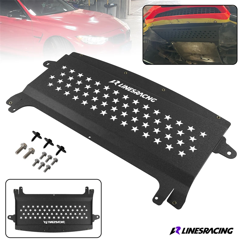 LR Underhood Shield Oil Cooler Skid Plate For BMW F8X M3 F80 15-18 M4 F82 F83 15-20 S55 Engine 3.0L F-Series Aluminum Wrinkle