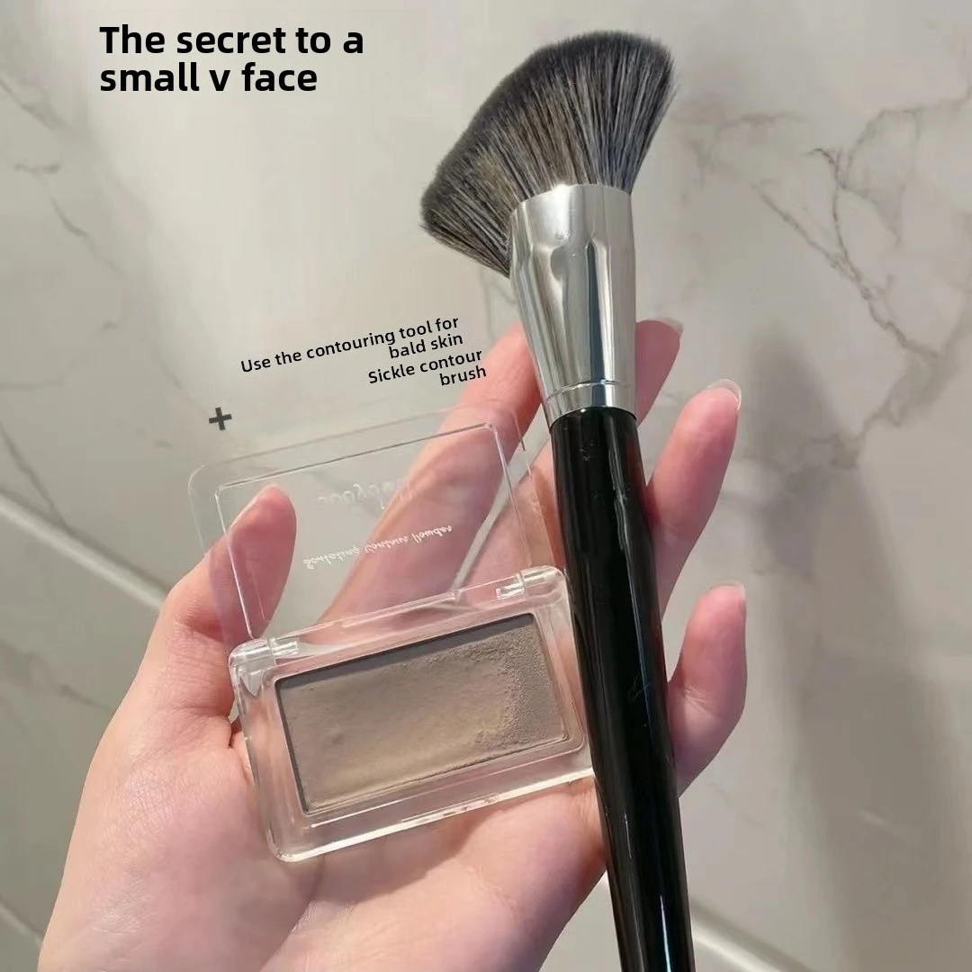 Sickle Contour Brush with Angled Flat Head Sculpting Shadow Brush for Jawline &Cheekbones Shaping Powder Brush for Blush Bronzer