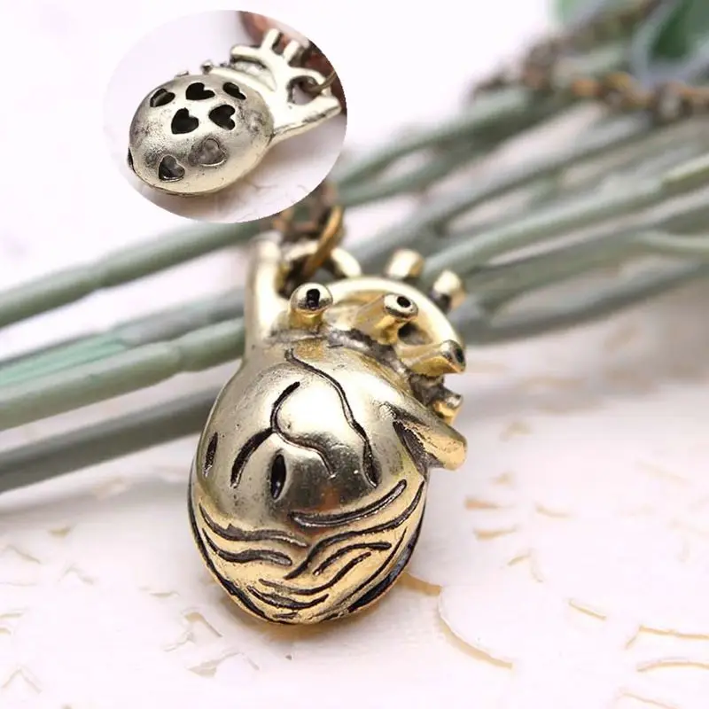 Retro Vintage 3D Anatomical Human Hollow Heart Pendant Necklace Sweater Chain