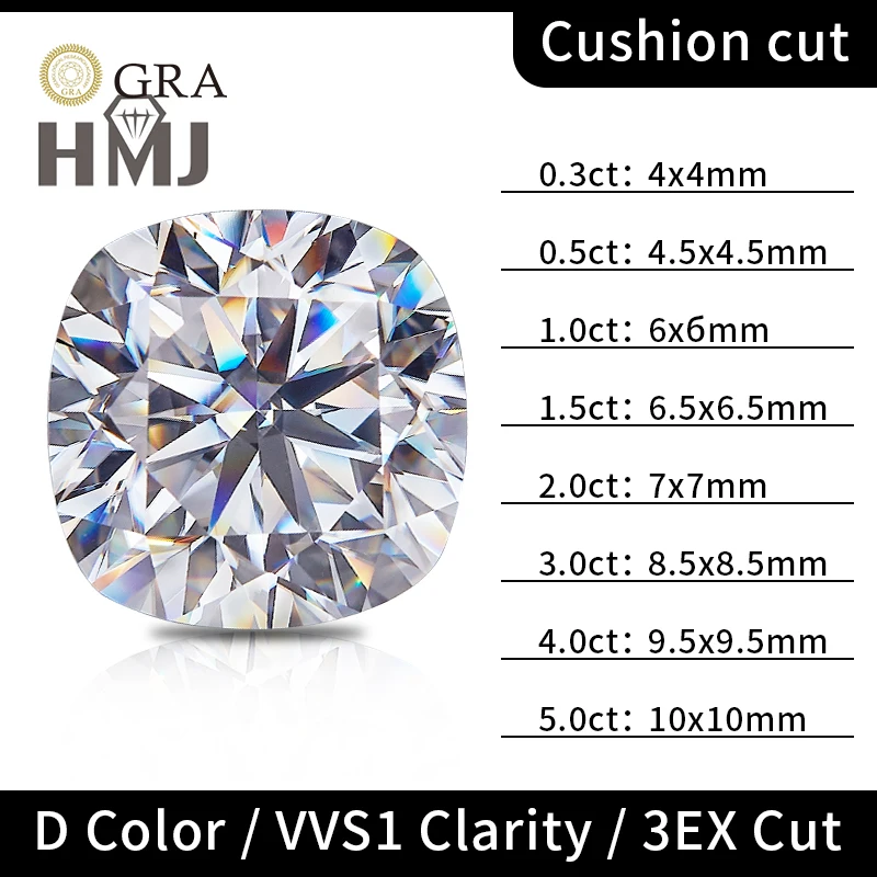 

D Color Moissanite Diamond Round / Oval / Pear / Radiant / Emerald / Heart / Princess / Cushion / Asscher / Triangle Cut