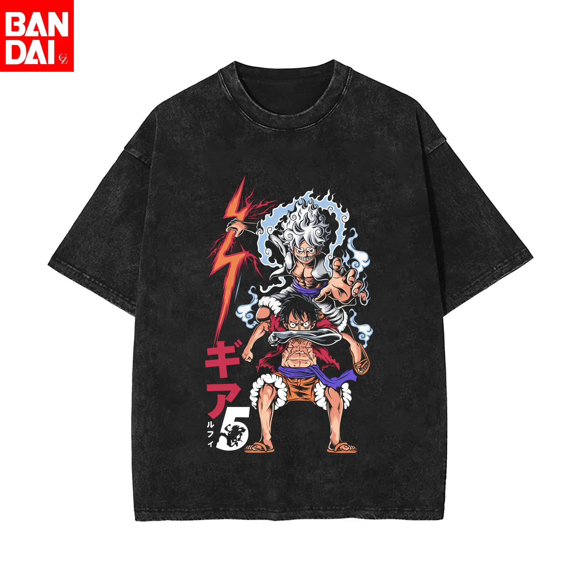 

Футболка One Piece Luffy Gear 5 Sun God Nika The Fifth Gear в винтажном стиле с эффектом потертости, летняя уличная одежда 2026, аниме-футболка с графическим принтом для мужчин и женщин