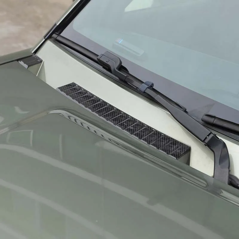 لاند روفر ديفندر 90 110 130 2020-2025 + ألياف الكربون الحقيقية تصفيف السيارة الزجاج الأمامي غطاء حوض المطر ملحقات ملصق #6