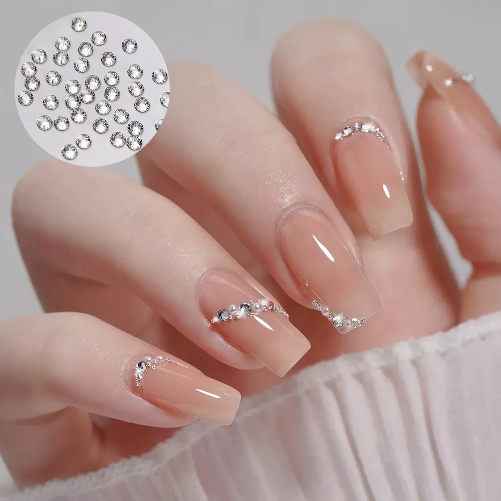 مسمار حجر الراين 1440 قطعة/الحقيبة مختلط الحجم مسطحة القاع الكلاسيكية نصف جولة سحر البريق الجليد شفافة DIY زينة مجوهرات أظافر