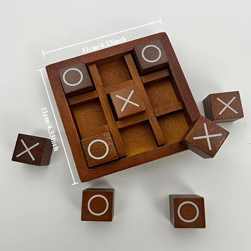 Wooden Tic Tac Toe XO  Educational Logical Thinking Training Toy Parent Child Interactive Two Player Family Travel Table Game view 2