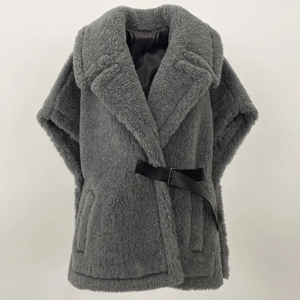 MENINA صدرية نسائية موضة خريف جديدة سترة سميكة دافئة كبيرة الحجم من الفرو سترة نسائية قصيرة من الألبكة معطف فرو حقيقي بدون أكمام للسيدات