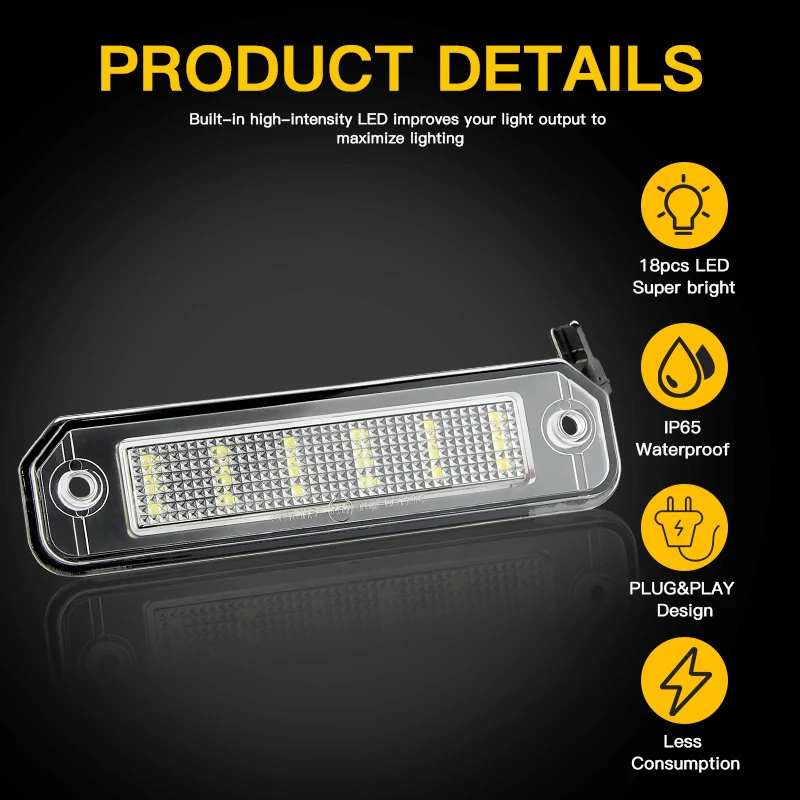 2PCS White LED License Plate Lights For Honda EJ EG EK EG/EJ EK3 series Civic Civic 3-Door Civic Ferio CR-X del Sol Integra SJ view 3