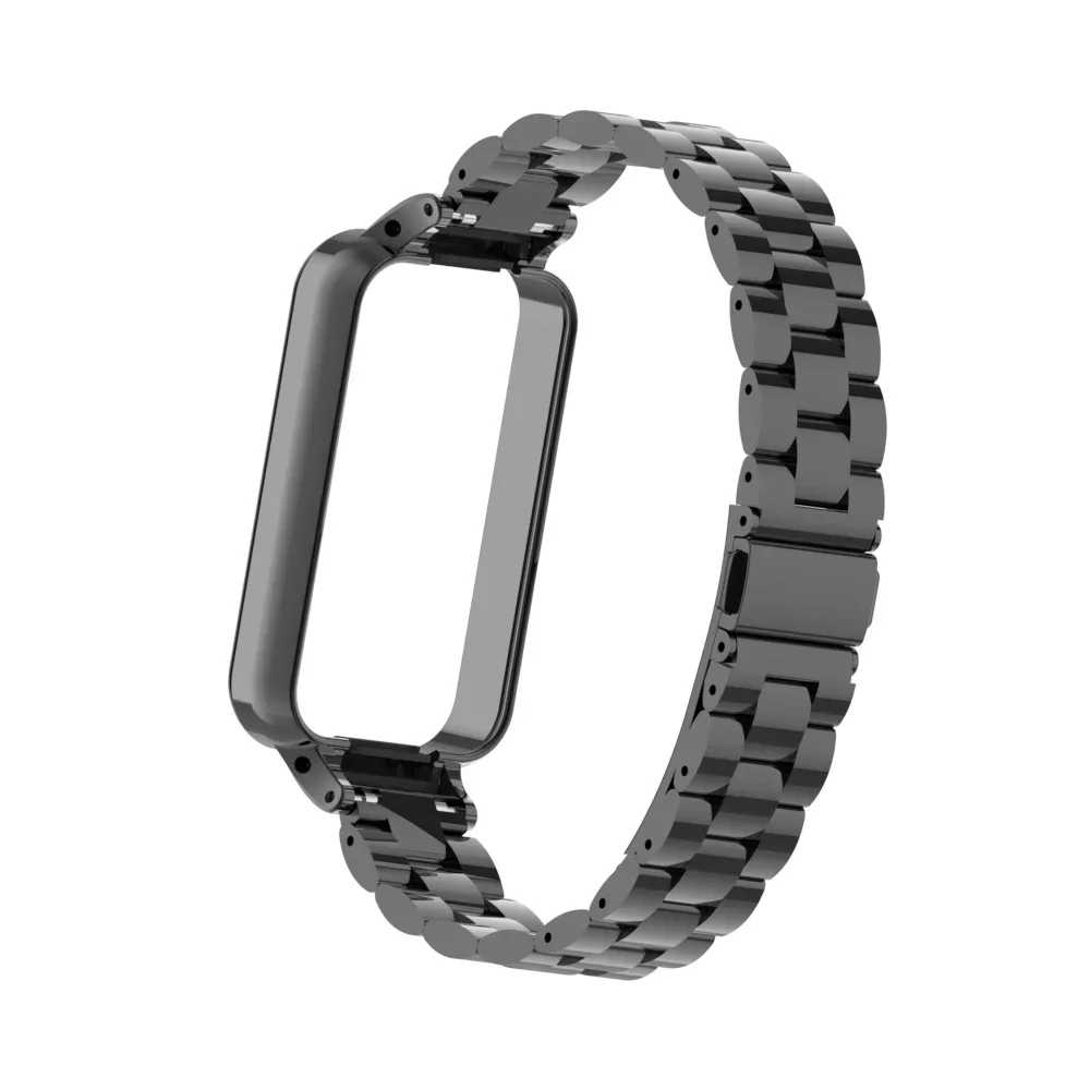 Metal Replacement Strap for Amazfit Band 7, Solid Stainless Steel, Three-Bead Metal Strap, Suitable for Amazfit Band 7