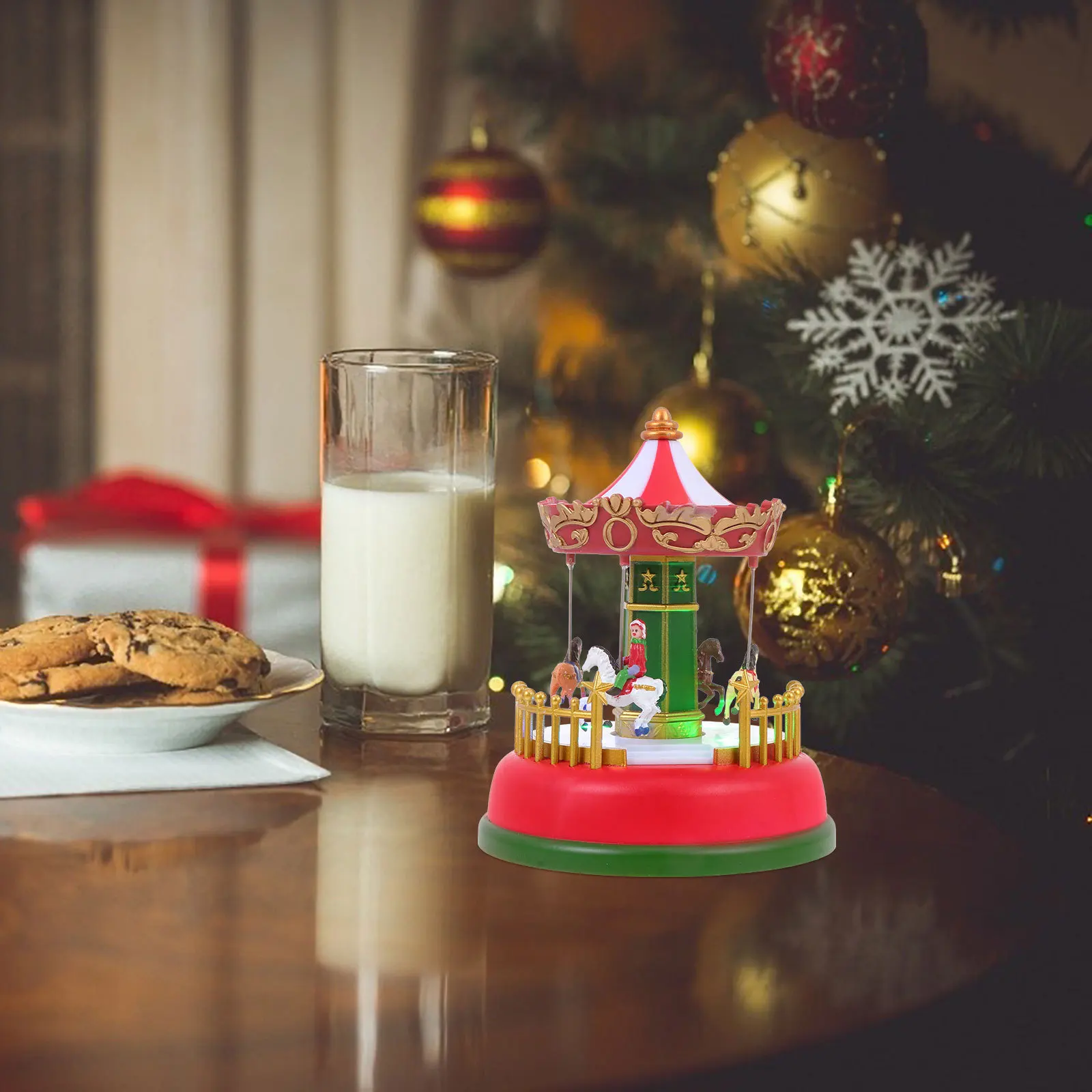 

Luminous Merry-Go-Round Music Box Plastic Rotating Carousel Desktop Decor For Kids Christmas Gift Melody Box Festival Present