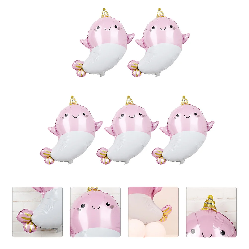 

5Pcs Narwhal Balloons Birthday Party Decor Bright Colorful Scene Balloon Decoration Party Supplies Animal Scene Balloons Decor
