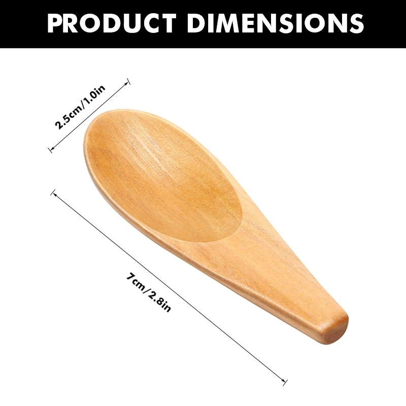 2Pcs Mini Wooden Scoops, Solid Wood Condiment Spoons - for Loose Tea Leaves, Coffee Bean, Candy, Milk Powder, Spice, Ice Cream