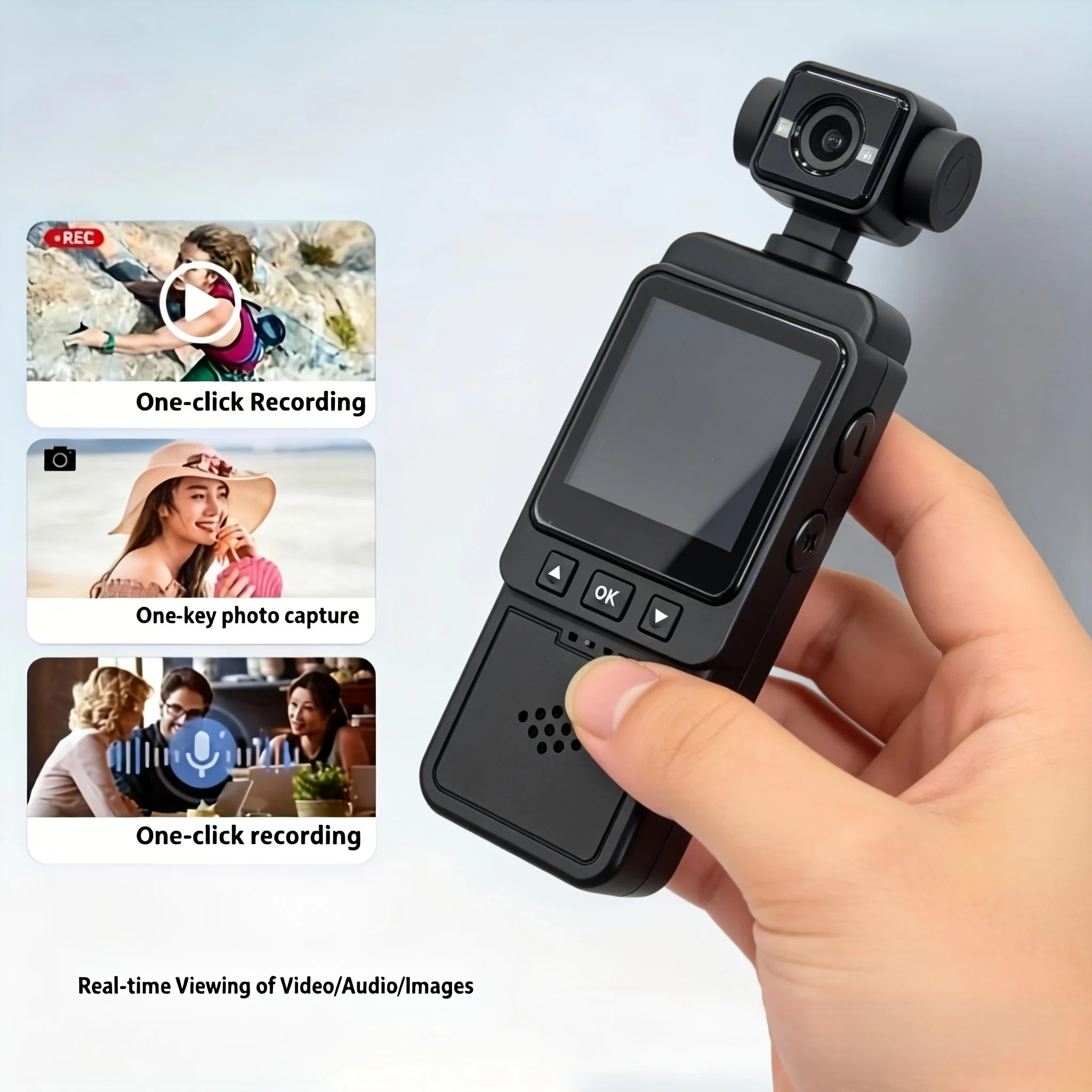 2K WiFi Gimbal Action Camera, 360° Rotatable Lens, Clip-On Wearable Body Cam with Night Vision for Sports Vlogging Cycling view 2