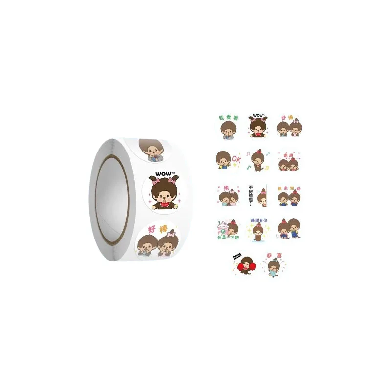 500 pièces/rouleau dessin animé pour Monqiqi autocollants Kawaii Anime bricolage Pvc ordinateur portable décalcomanies décoration Stiker enfants récompense jouet fille cadeau