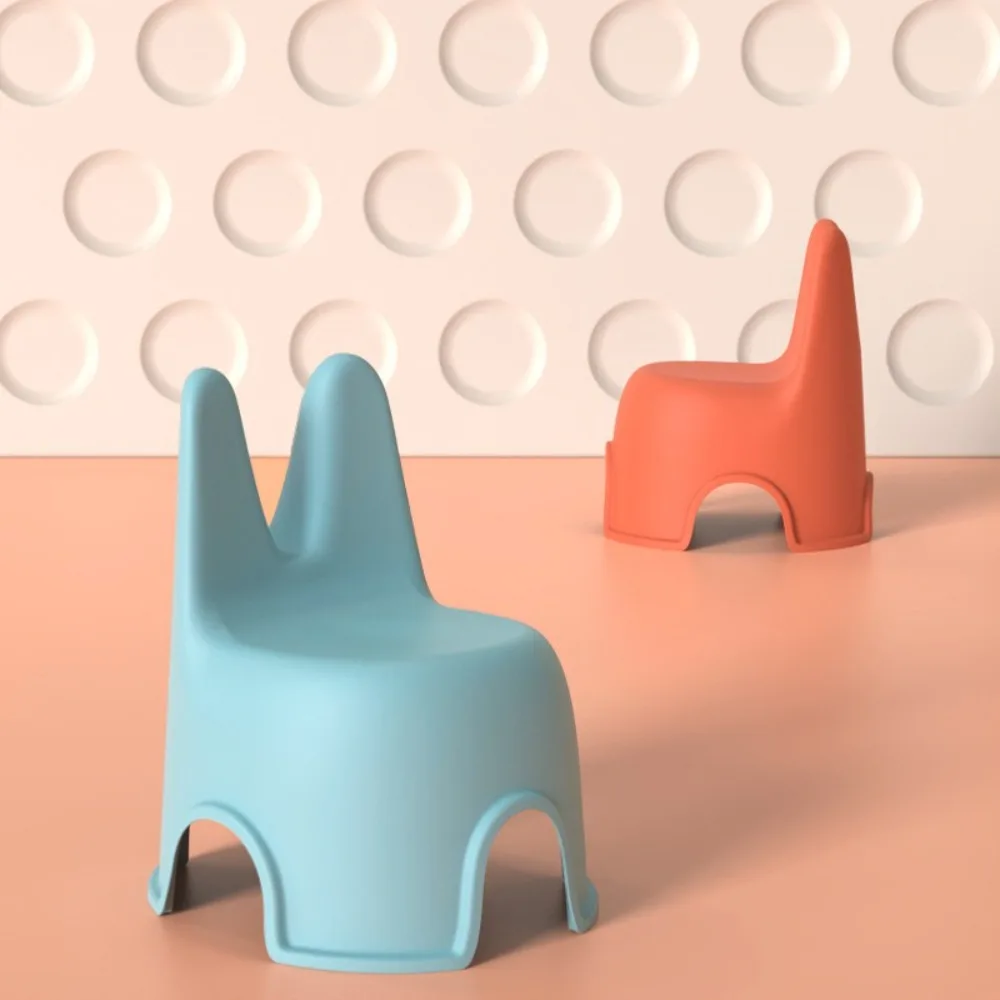Creative Plastic Children's Chair Stable Rabbit Ears Dining Chair Anti-slip Thickened Back Chair Baby